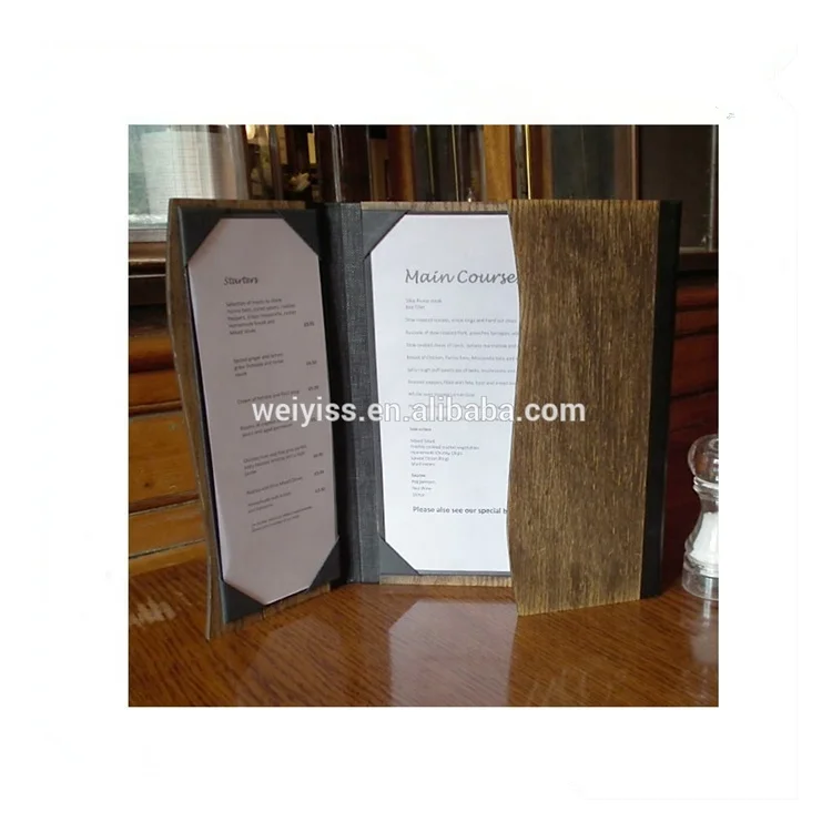 Luxury Booklet Wine List Menu Cover Hot Selling A4 Restaurant Menu Holder Leather Restaurant Menu Covers