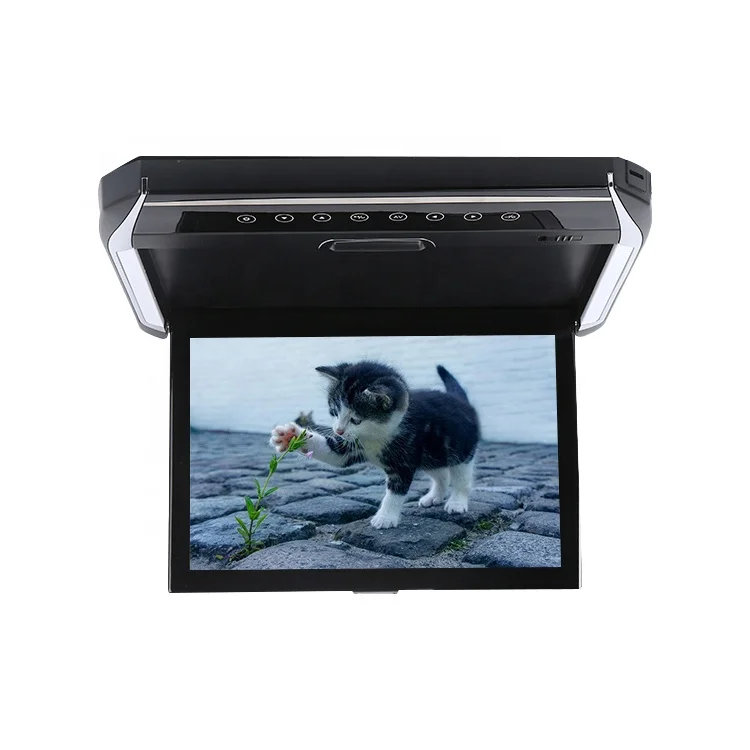 Car Ultra Thin Roof Entertainment TV Manual Flip Down Multimedia Audio Video Player 12.1inch HD Screen Car Roof Monitor