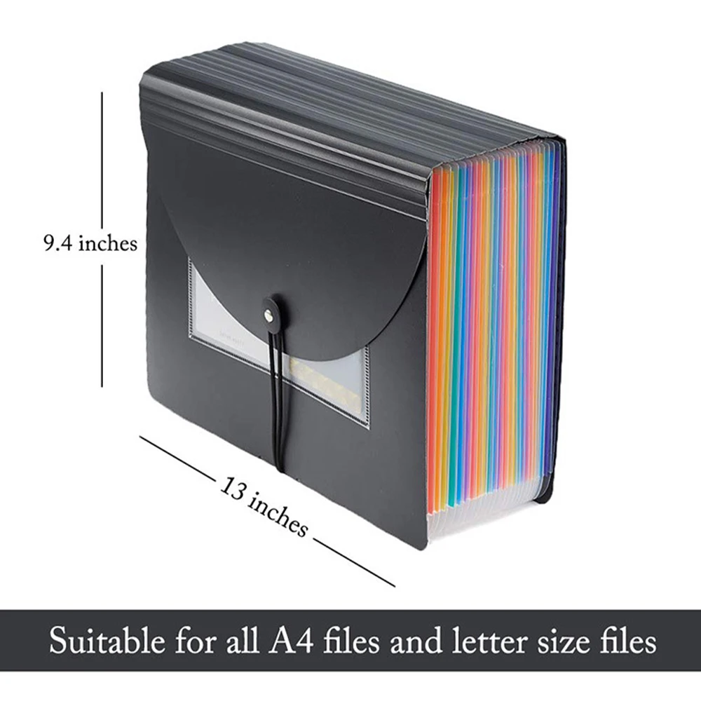 Office A4 Size 24 Pockets Expandable Accordion Document File Organizer Plastic Collapsible
