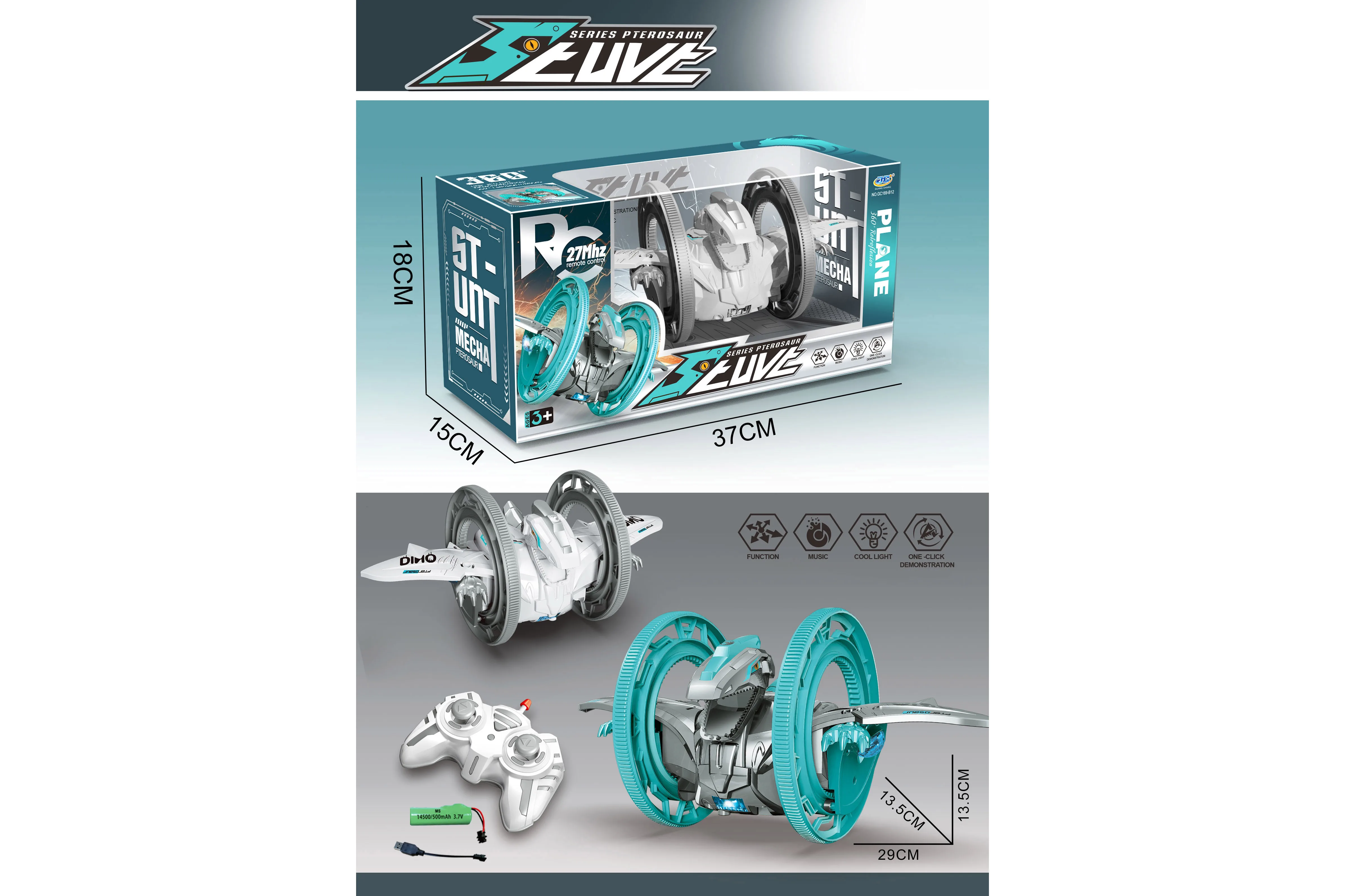 Two wheels RC stunt car rock crawler RC car 360 degree rotating rolling stunt car with cool light and music