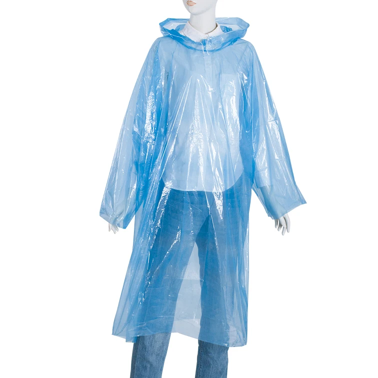 BSCI factory Promotional Wholesale  PE Clear Raincoat Rain Poncho With Hood