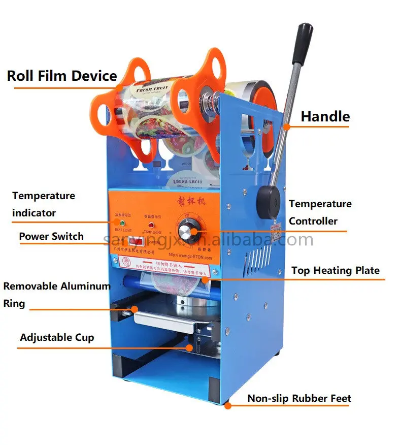 Semi-Auto Plastic Cup Film Sealer Electric Bubble Tea Cup Sealing Machine For Sale