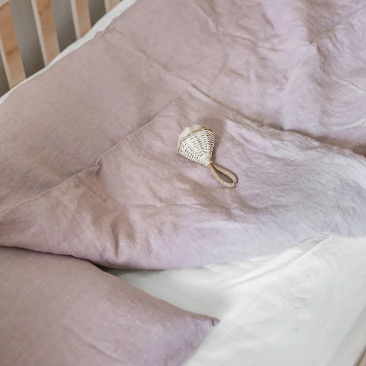 Newborn Antiallergic Neutral Stone Washed French Flax Linen Baby Fitted Crib Sheets Cot Sheet Soft Kid Bedding Set