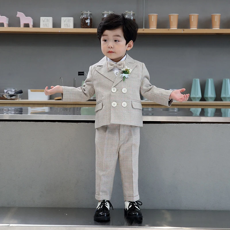 2022 Tuxedo Children Wedding Outfits Formal Toddler Boy Formal Suits Dresses Little Boy School Uniform Elegant Ceremony Costumes