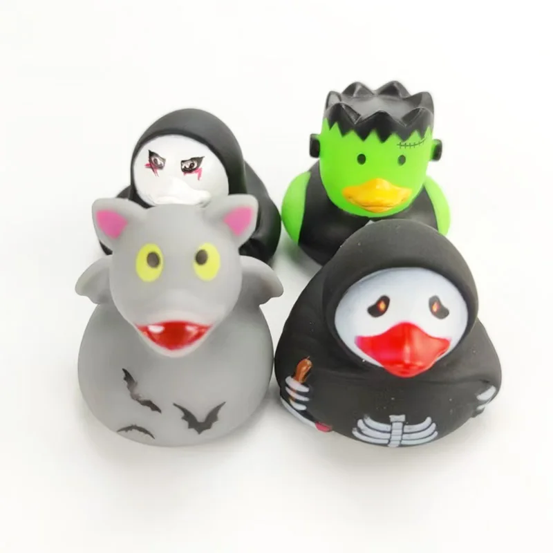 2025 Halloween New Style High Quality Eco-Friendly Bath Toy Rubber Duck Yellow Duck with Customizable Colour Shape Safe Babies