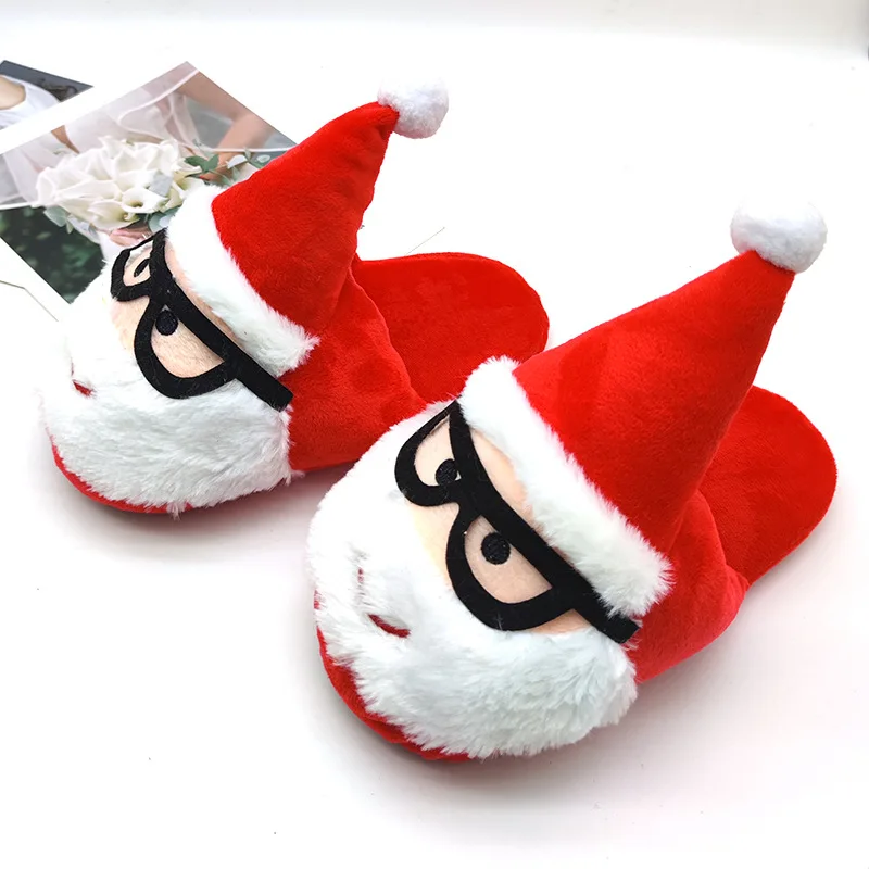 Wholesale 3D cartoon pattern slide slippers plush house winter warm indoor cotton faux fur slippers for women