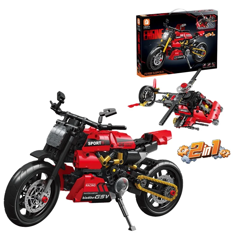 Forange FC9302-6 Motorcycle series two transformer transformer motorcycle assembled boy Mecha toy particles