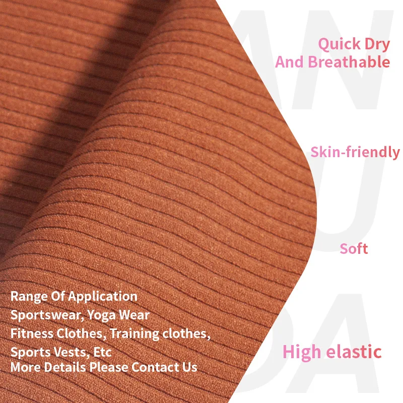Wholesale activewear swimwear breathable 4way stretch ribbed strip spandex nylon fabric for yoga