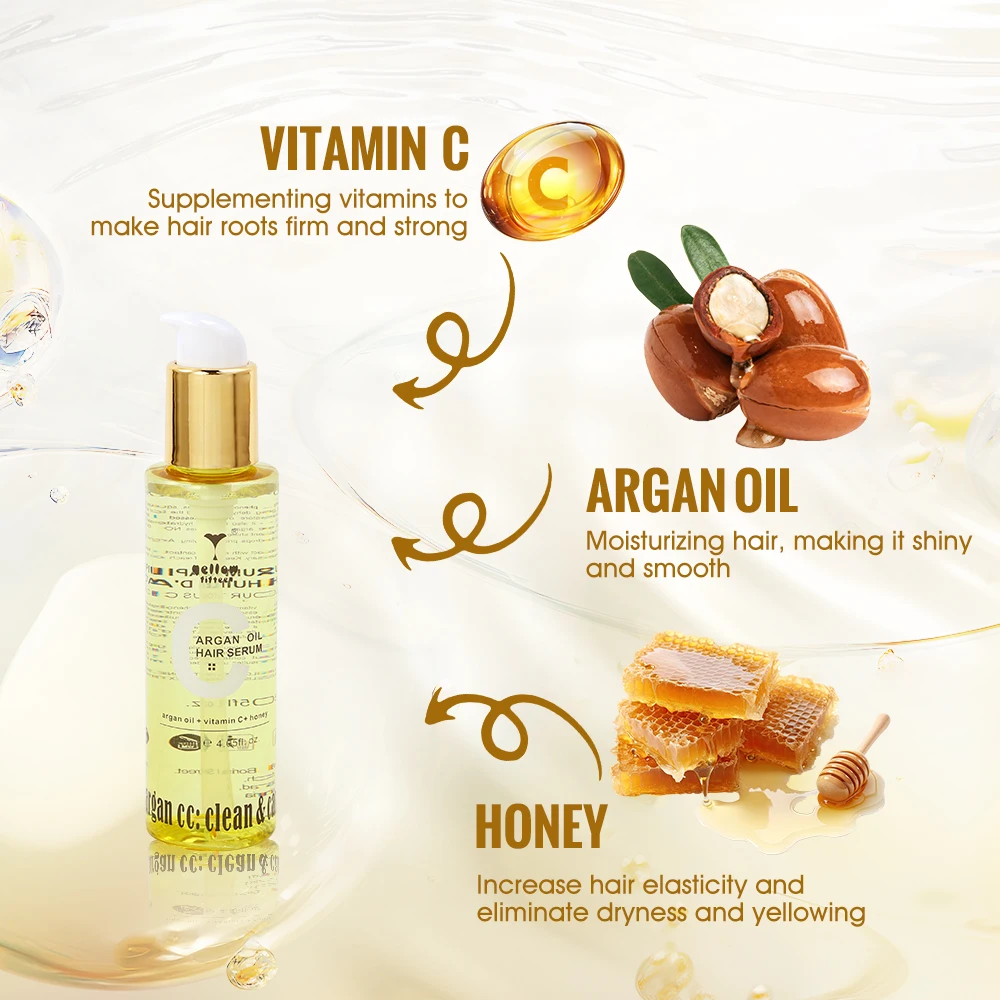 120ml Argan Oil Vitamin C Heat Protector Honey Hair Repair Serum for Human Wigs and Hair Extensions
