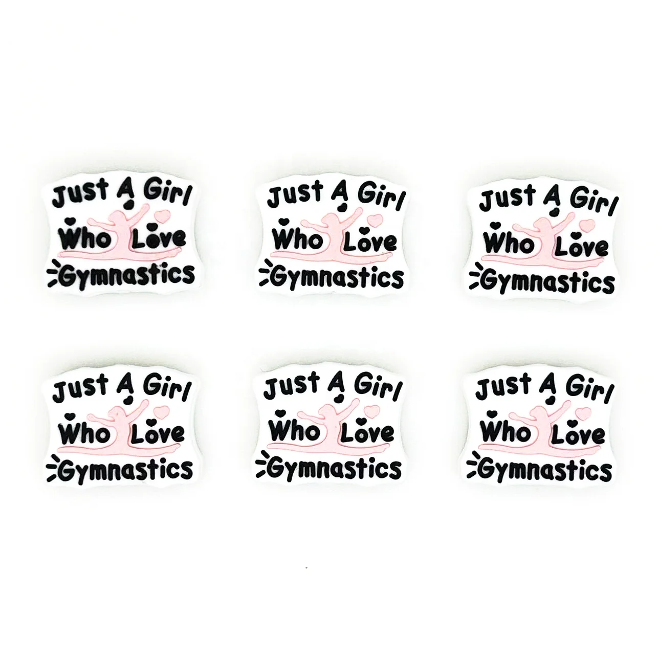 Square Silicone Teething Beads Just A Girl Who Love Gymnastics Focal Beads For Keychain Lanyard Making