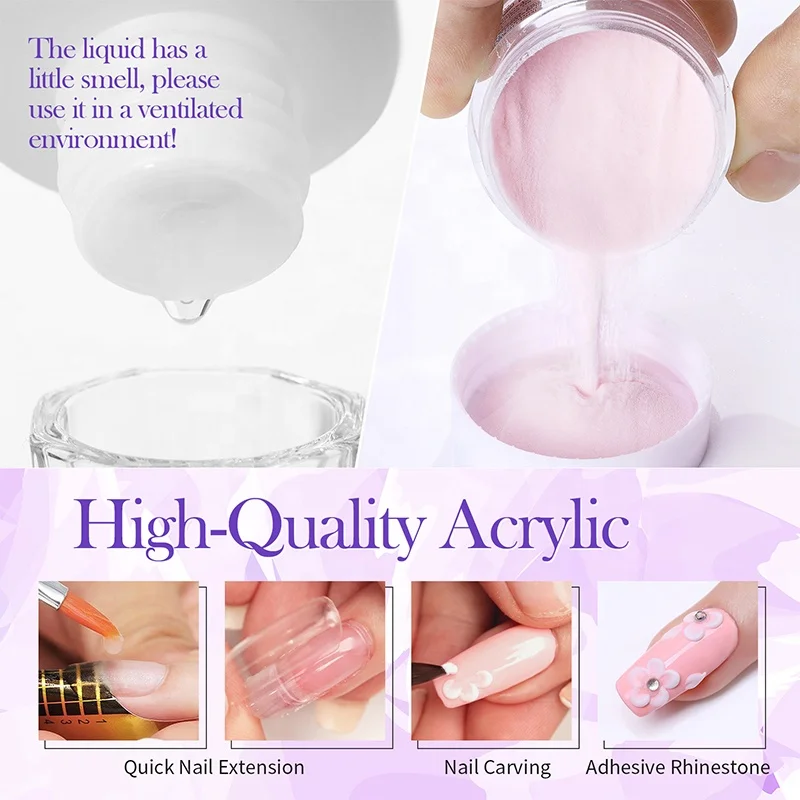 BORN PRETTY Private Label продукты для ногтей кристально чистый белый розовый акриловый порошок наращивания и резьбы