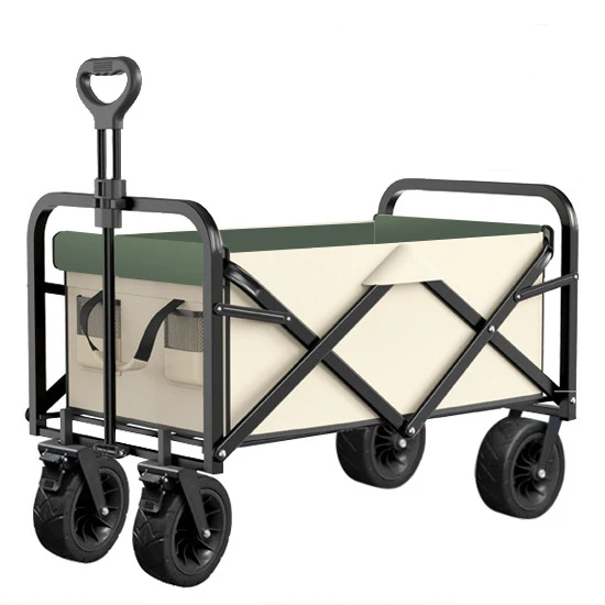 Outdoor Picnic Beach Camping Wagon Camping Cart Trolley Garden Trail Foldable Collapsible Folding Utility Cart Wagon
