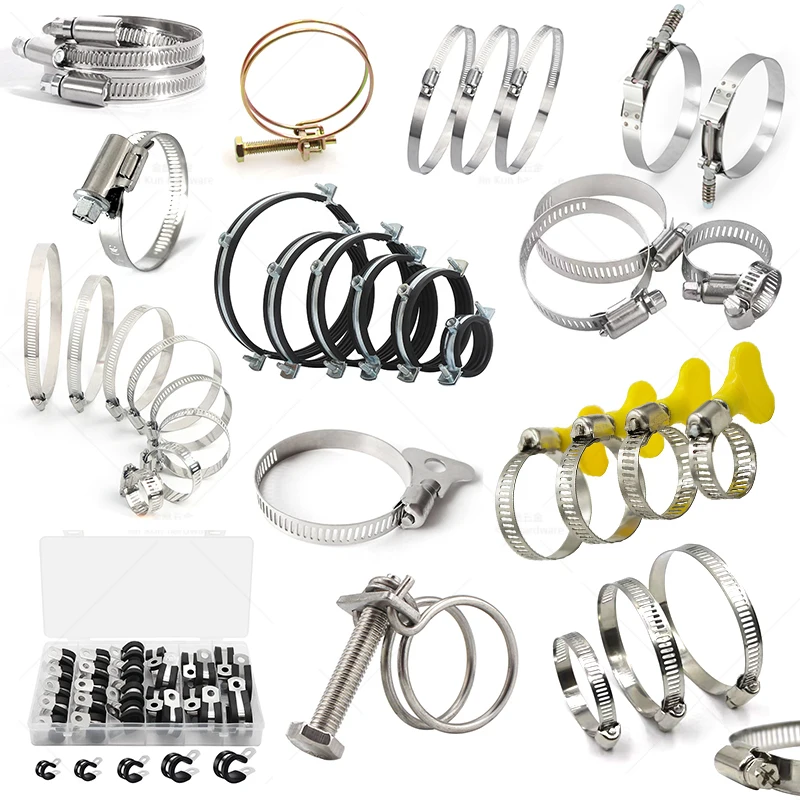 Custom 304 316 Metal Swivel Band pipe Clamp Zinc Plated Stainless Adjustable Bolts Steel Hose Clamps For Sealing Various Hoses