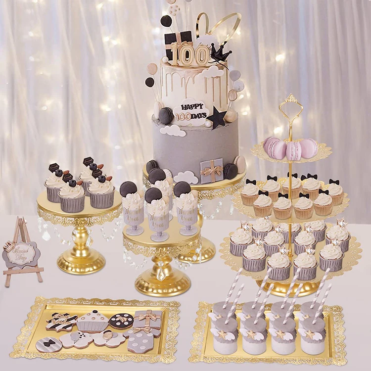 Hot Selling Luxury Cupcake Buffet Cupcake Holder Stainless Steel Wedding Cake Stand Dessert Display Stand With Crystal Beads