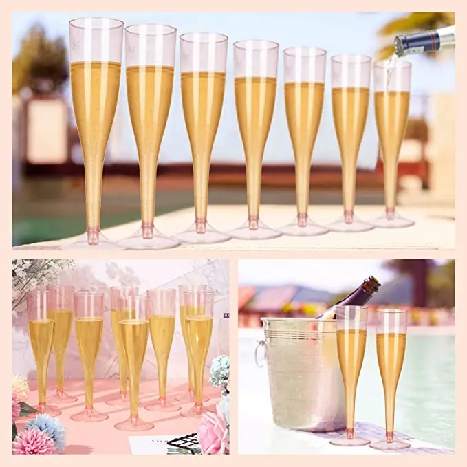 30 pcs 4.50z Elegant Gold Glitter Champagne Flutes - Perfect for Parties, Weddings, and Anniversarie Hand Washable