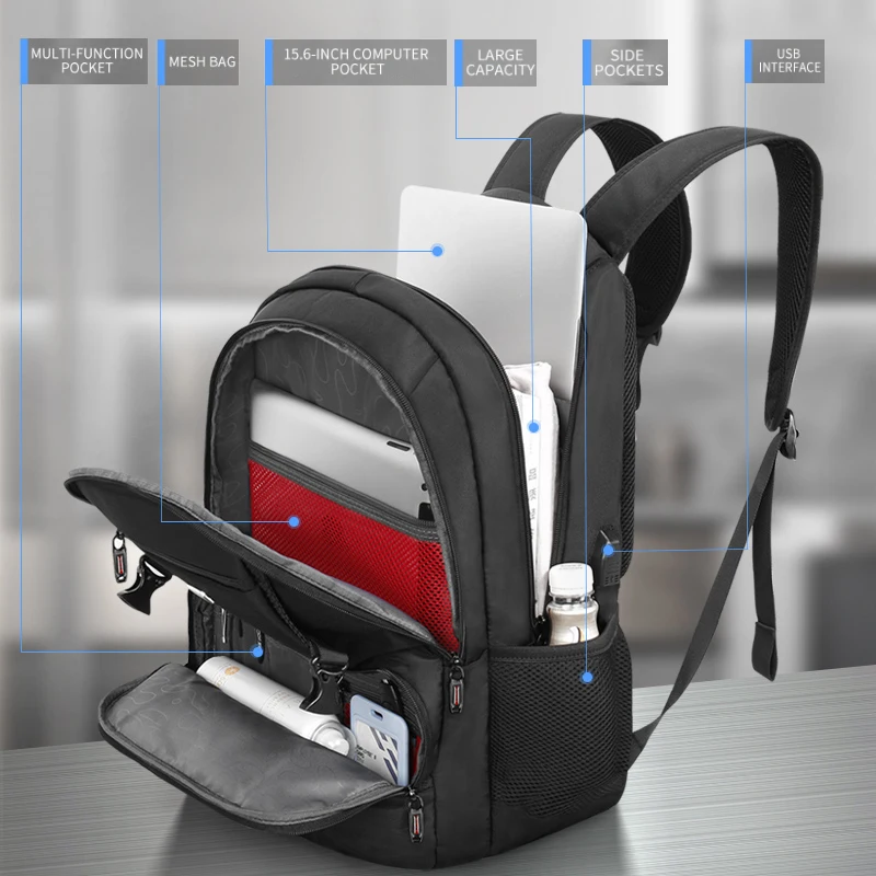 
SWICKY Wholesale Mochila con cargador Zaino Pc Anti Theft 15.6 Inch Backpack with USB backpack for men School bag bag 