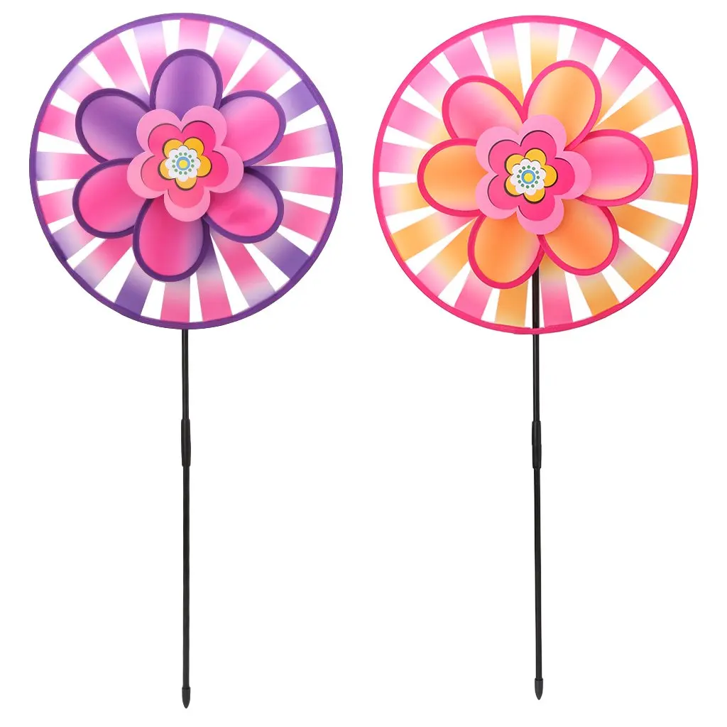 Garden decoration colorful round design flower pinwheel