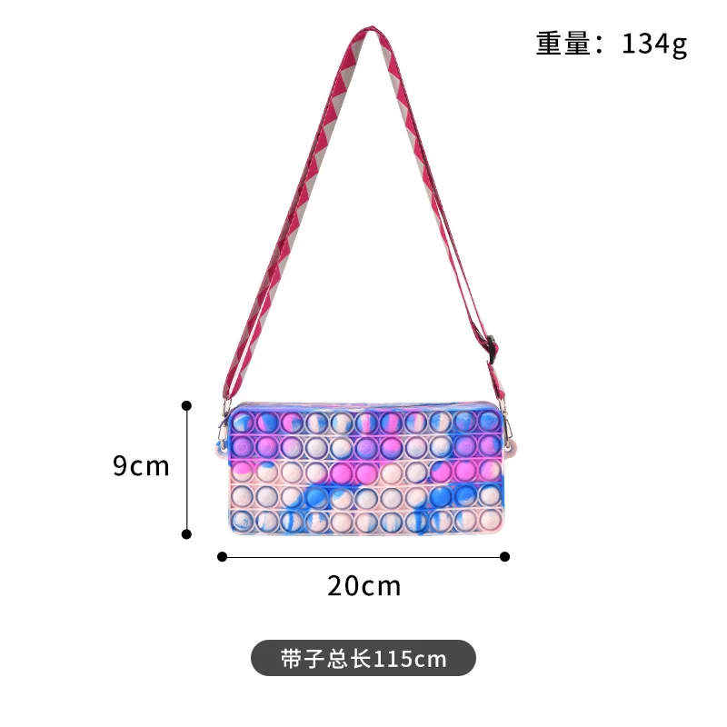 Amazon Hottest Rainbow Push Bubble pencil case Anti Stress Sensory Silicone Fidget Shoulder Bag