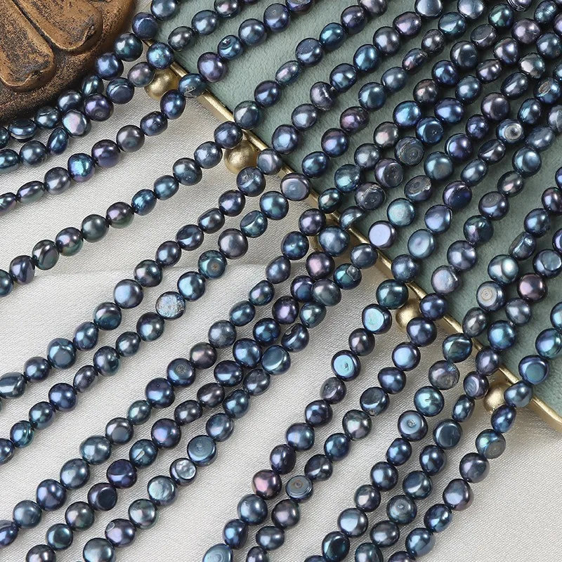 6-7mm Side Hole Natural White Freshwater Peacock Baroque Pearls Strands For Jewelry Making