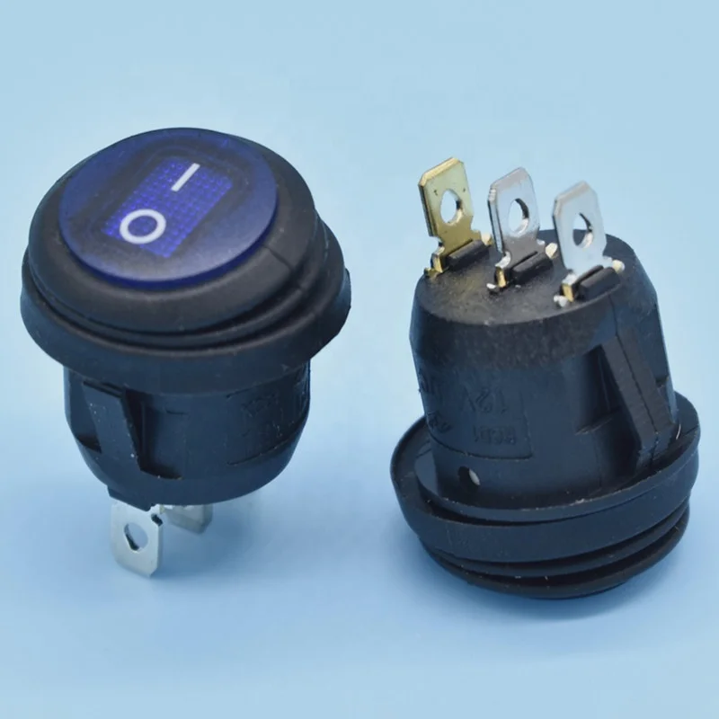 kcd1 round LED indicator lamp 3pin Blue Waterproof rocker switch (1600259307388)