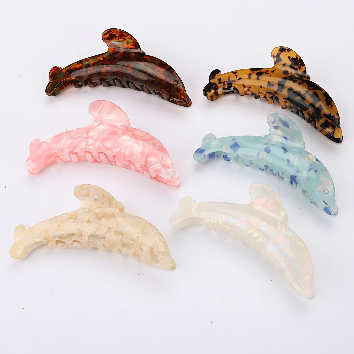 Korea INS acrylic hair accessories fashion design sea cute dolphin hair claw clip coiled hair shark clip for girls