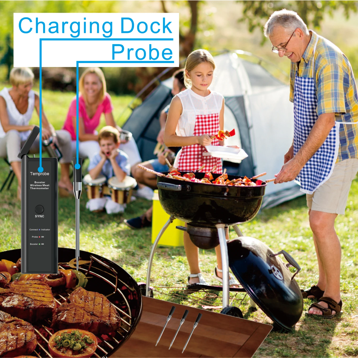 2024 Newest Wireless meat thermometer Grill Thermometer Smart BT wireless Thermometer for Oven BBQ Grilling