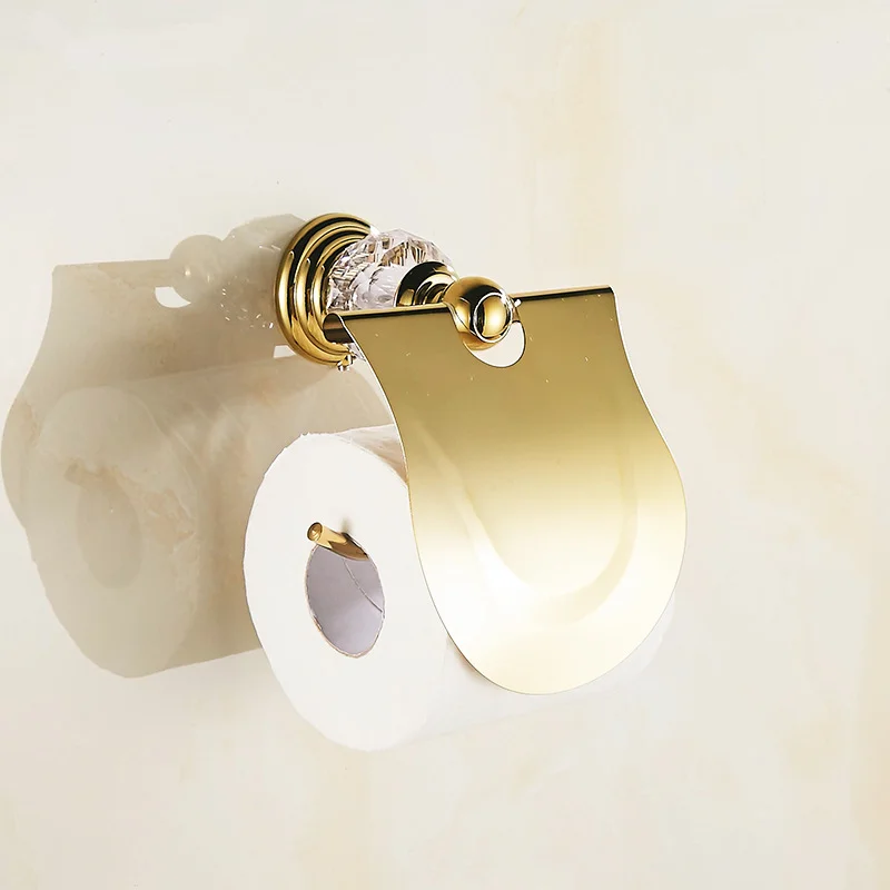 7 PCS Luxury Gold Stainless Steel Bathroom Accessories Hardware Full Set With Crystal