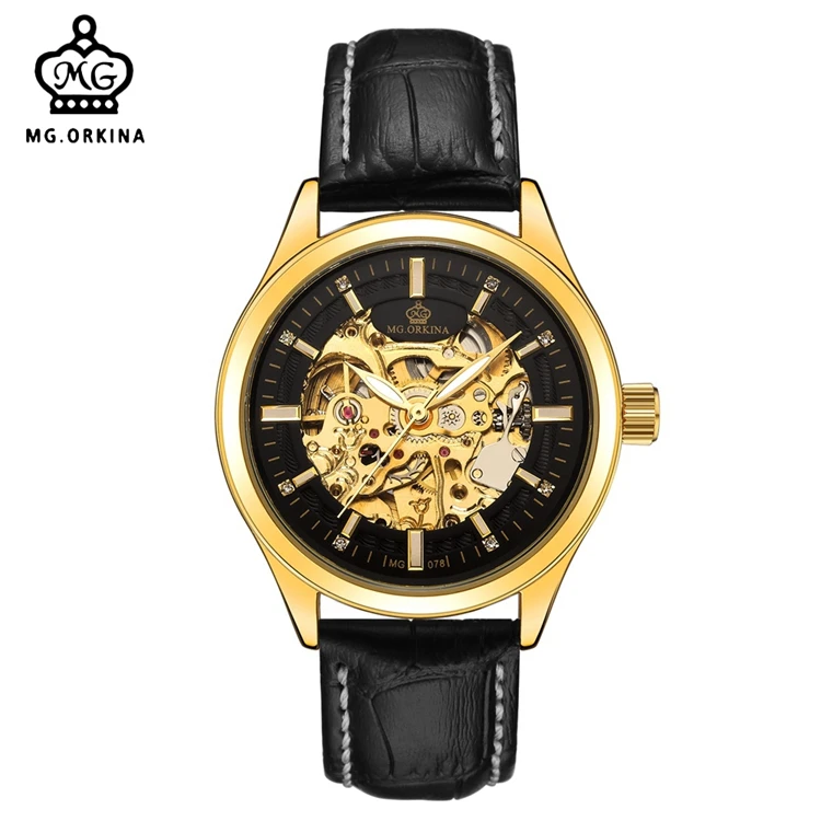  MG.ORKINA MG078 модные часы для мужчин автоматические механические с кожаным ремешком повседневные уникальные