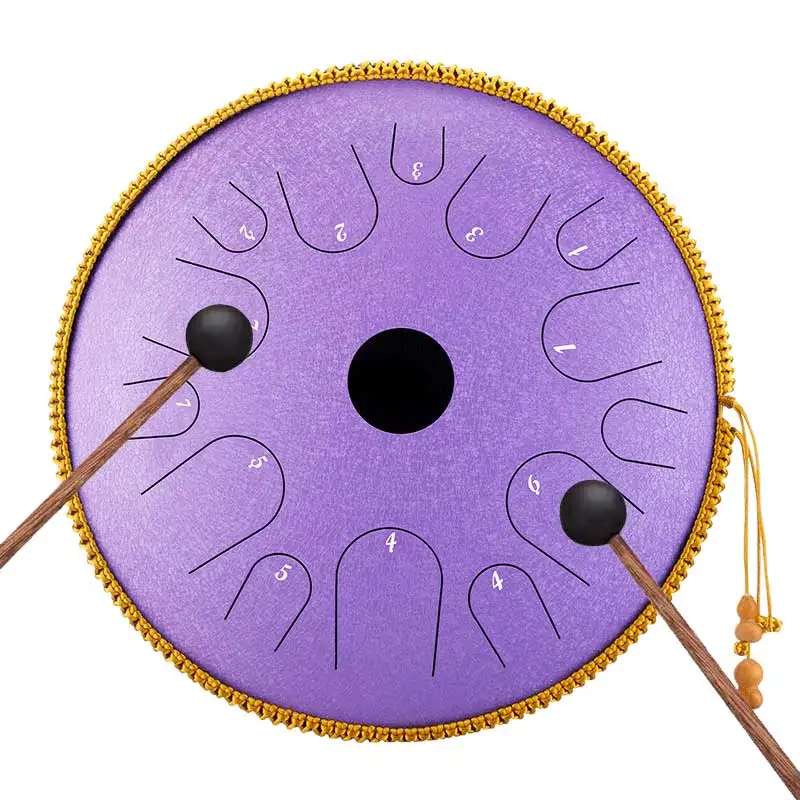 Wholesale 14-Inch 14 Notes Handpan Steel Tongue Drum with Customized Logo Percussion Ethereal Musical Instrument