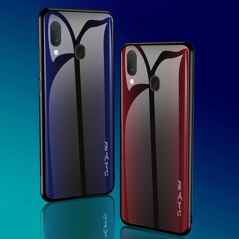 New tempered glass gradient color mobile phone protective case For Samsung A30 A20