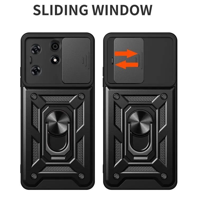 Phone Case PC TPU Anti Scratch for Tecno Spark 10 Pro Slide Lens Protection Kickstand Cover