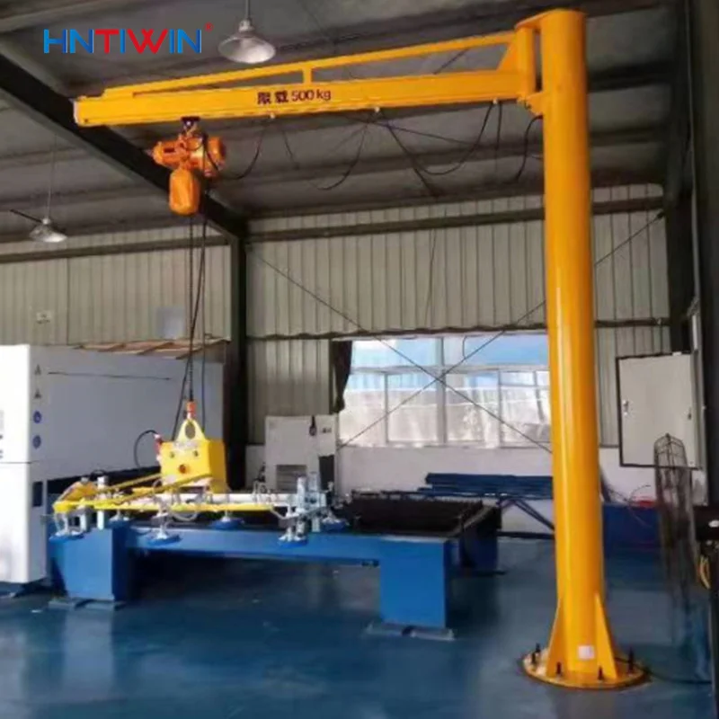 Factory price HNTIWIN 1000kgs 500kgs metal sheet vacuum lifter with post jib crane for laser cutting machine