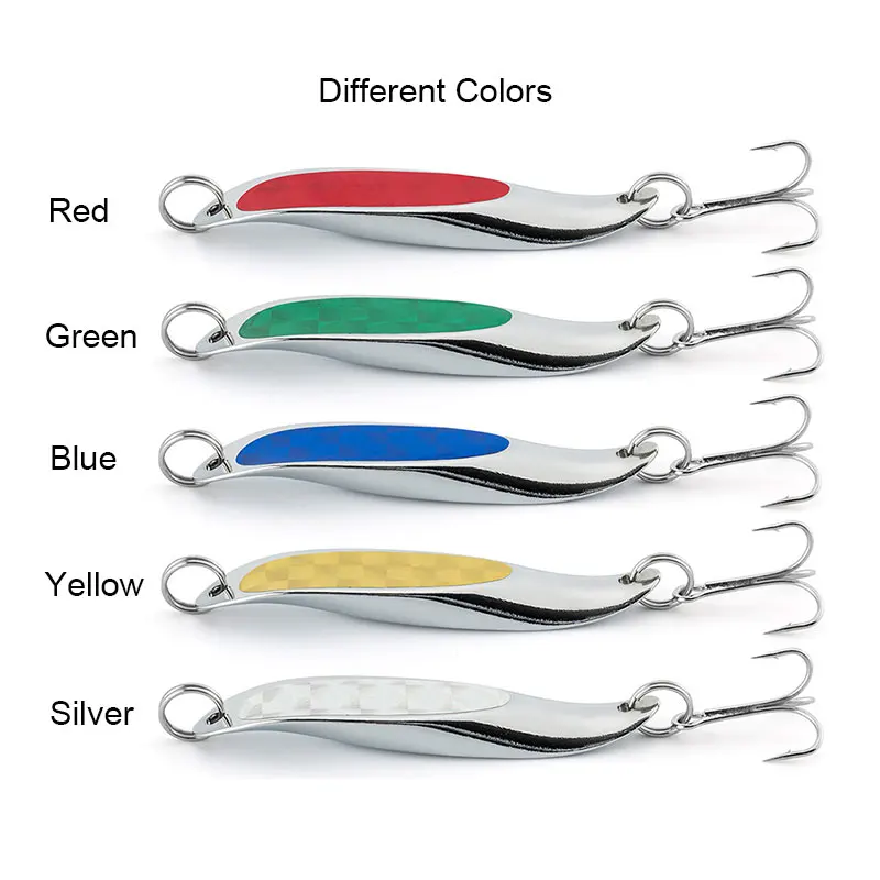 Metal Spoon Saltwater Fishing Lures Slow Vertical Jigs Bait With Assist Mustad Treble Hook for Bass Tuna Salmon Sailfish Trout