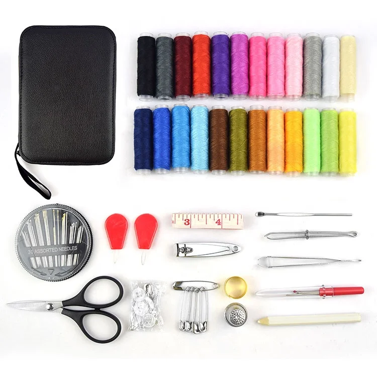Professional PU sewing kit with texture and wholesale sewing kit with 24 threads for home