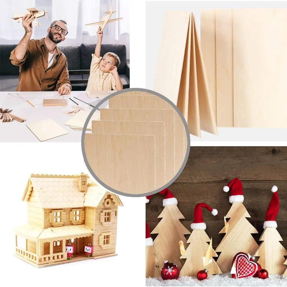 Promotional Balsa Wood Sheets Tiles Unfinished Craft Wooden for House Aircraft Ship Boat DIY Crafts Painting Staining Burning
