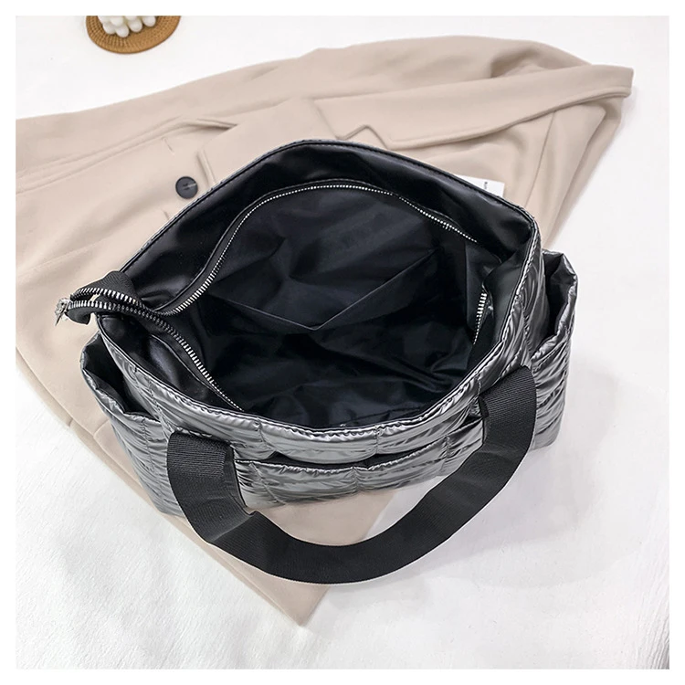 Guangzhou Women Large Capacity Quilted Padding Tote Bag Puffy Puffer Padded Handbags Nylon Shoulder Purse Casual Laptop Bag