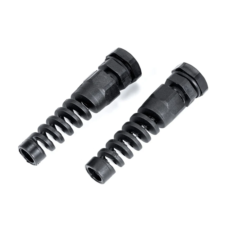 High quality IP68 waterproof M18-R plastic long thread spiral nylon cable gland with strain relief
