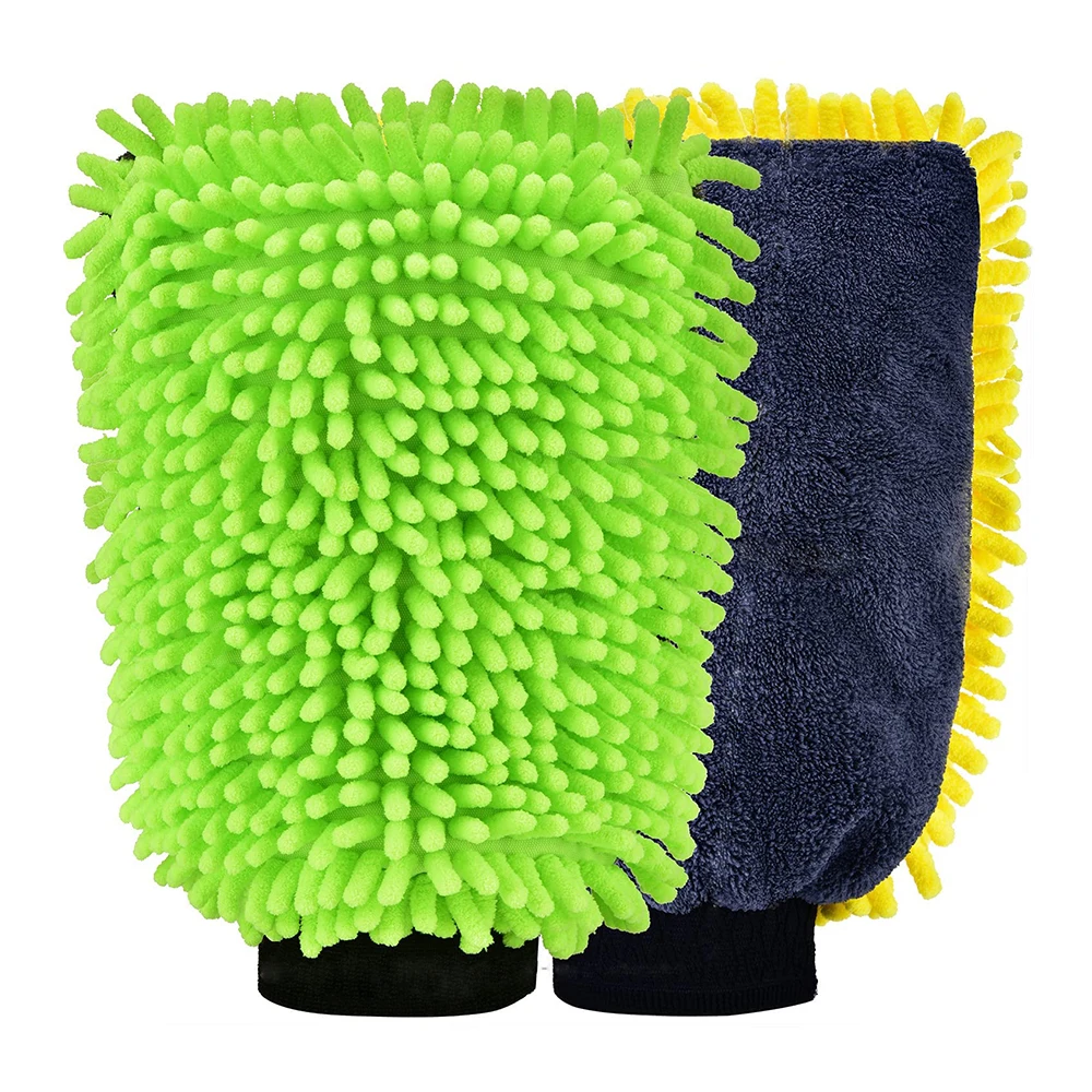 Extra Large Size Winter Waterproof Premium Chenille Microfiber Washing Mitts Coral Velvet Wash Glove Lint Free Scratch Free