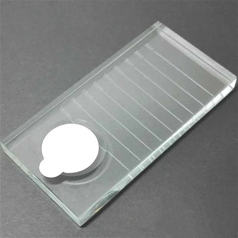 Rectangular Lash Pallet with Scaled Grooves Eyelash Extensions Tools Crystal Glass Clear Glue Holder