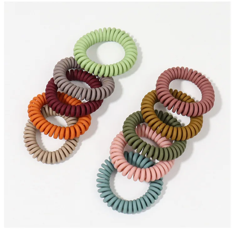 YIYI Multicolor Telephone Wire Hair Rope High Quality Plastic Hair Band Matte Phone Cord Hair Ring