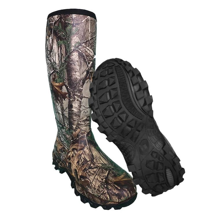 
Wholesale Customizable Camo Print Rubber Hunting Boots Hiking Shoes 