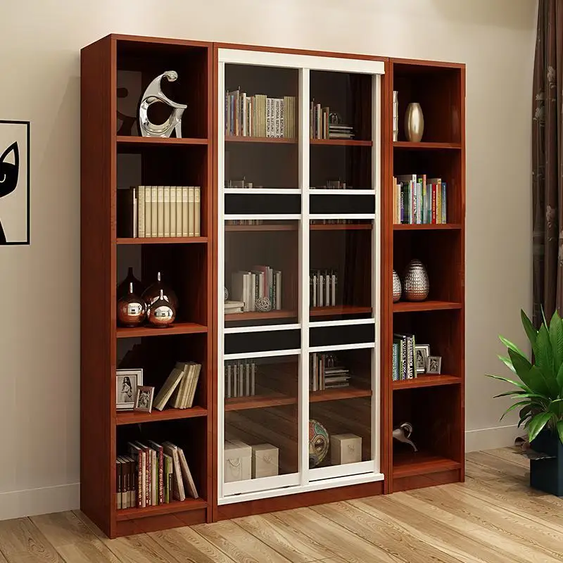 Simple Modern Combination Bookshelf Aluminum Alloy Glass Sliding Door Dining Living Room Hotel File Cabinet Storage Bookshelf