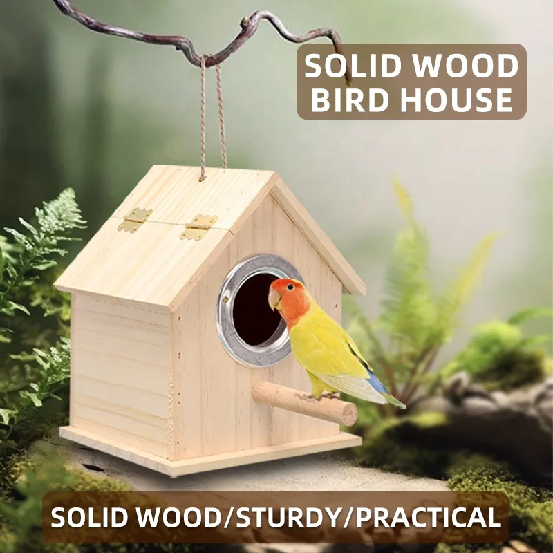Bird House New Cedar Wood Decorative Birdhouse Pet Cage for Small Medium Large Birds Outdoor Hanging Nest