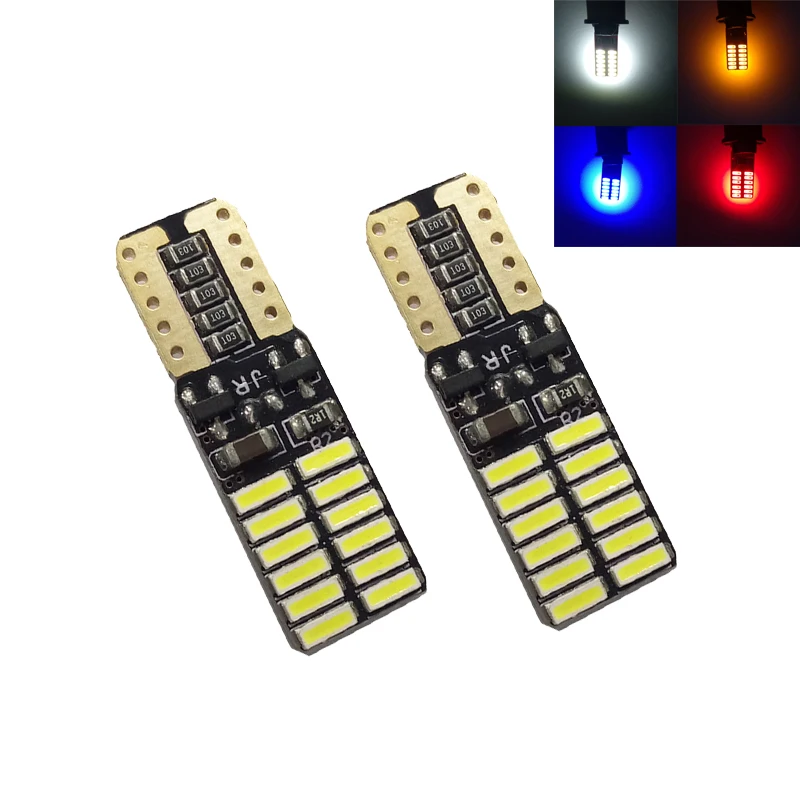 194 led automobile lighting bulb 30V 24V t10 24smd 4014 led auto lamp t10 w5w led canbus No error Non-polarity Red Amber Blue