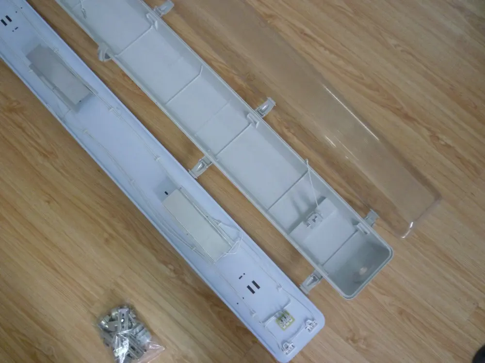 Lighting Fitting Fixture Housing 2x18w Fluorescent Waterproof 90 80 IP65 T8 Glass Led Tube Light PC or Stainless Steel Clips 08