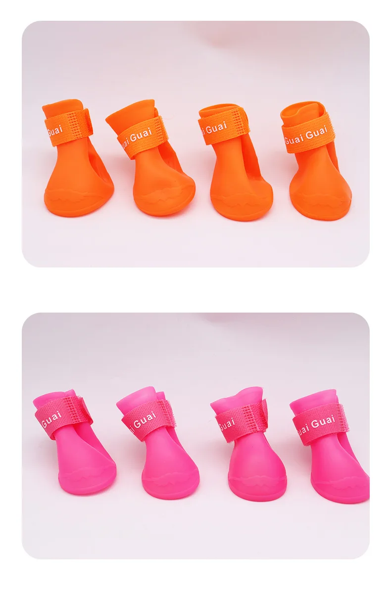 Manufacturer Wholesale Multi-colors Small Dog Cat Teddy Rain Silicone Shoes Waterproof Anti Slip Pet Dog Rain Shoes