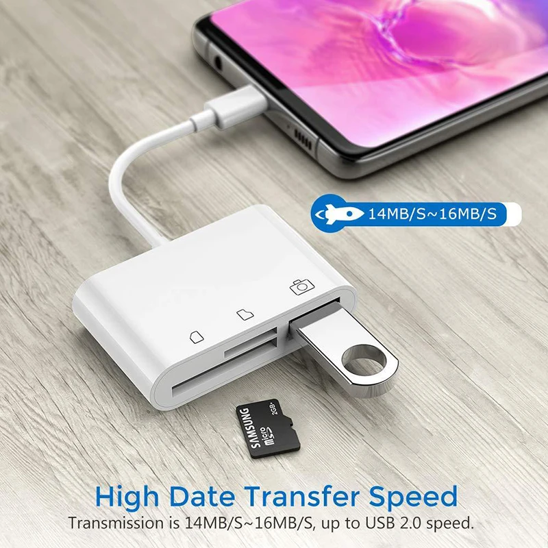 3 in 1 Card Reader for Tablet iPad 4 Mini IOS 11 Micro SD SD MMC TF Card Reader USB OTG Cable Adapter Camera Connection