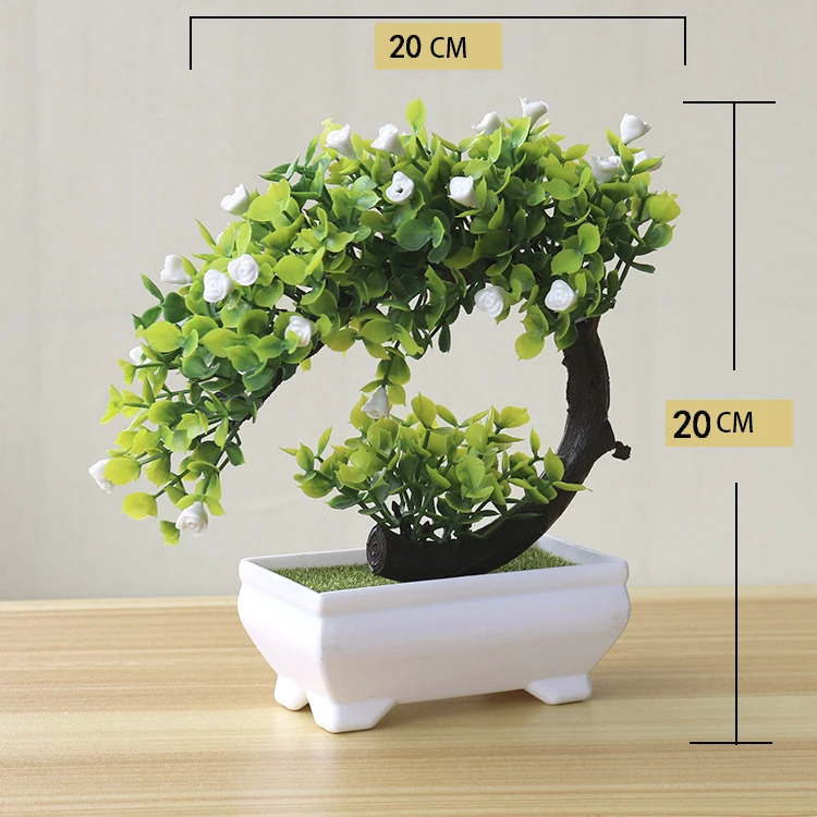 Artificial Plants Bonsai Plastic Simulation Tree Desktop Pot Decorative Flowers Leaves Garden Plant Home Hotel Office Decor