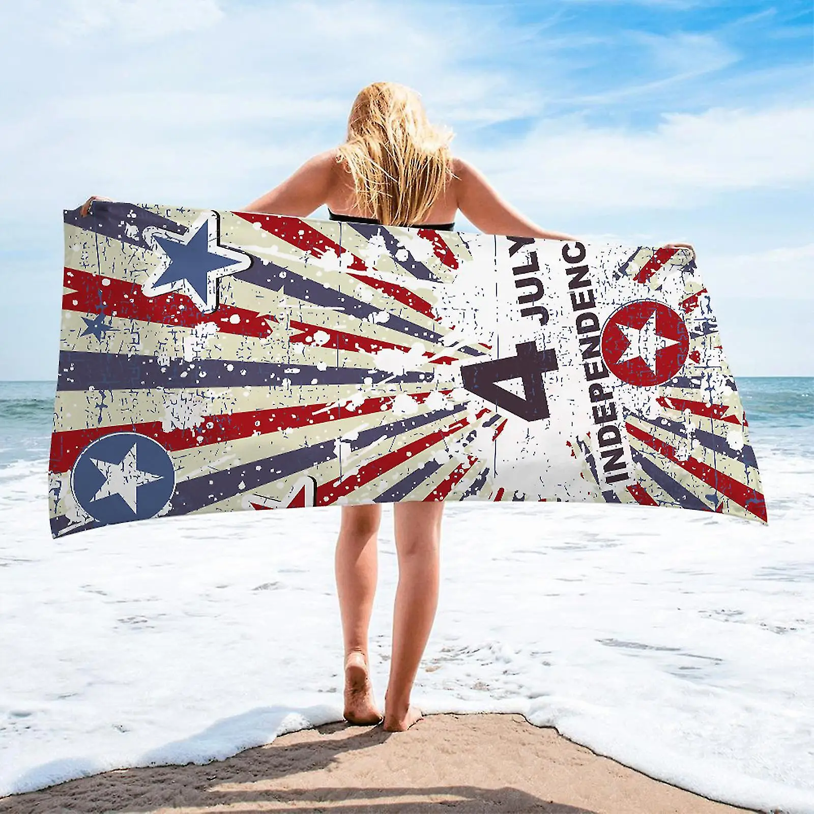 American Flag Beach Towels Independence Day Bath Towels Sport Bar Towel for Adult Kids Microfiber Quick Dry Swimming Cover