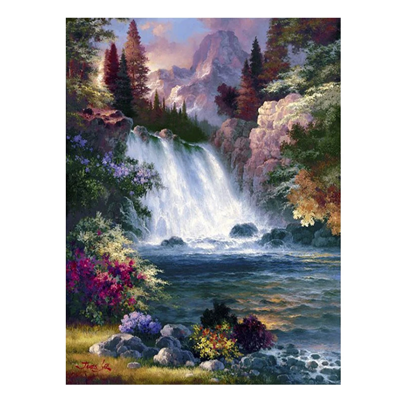
Landscape, scenery, waterfall diamond painting full round diamond DIY cross_stitch_kits Home Decoration 